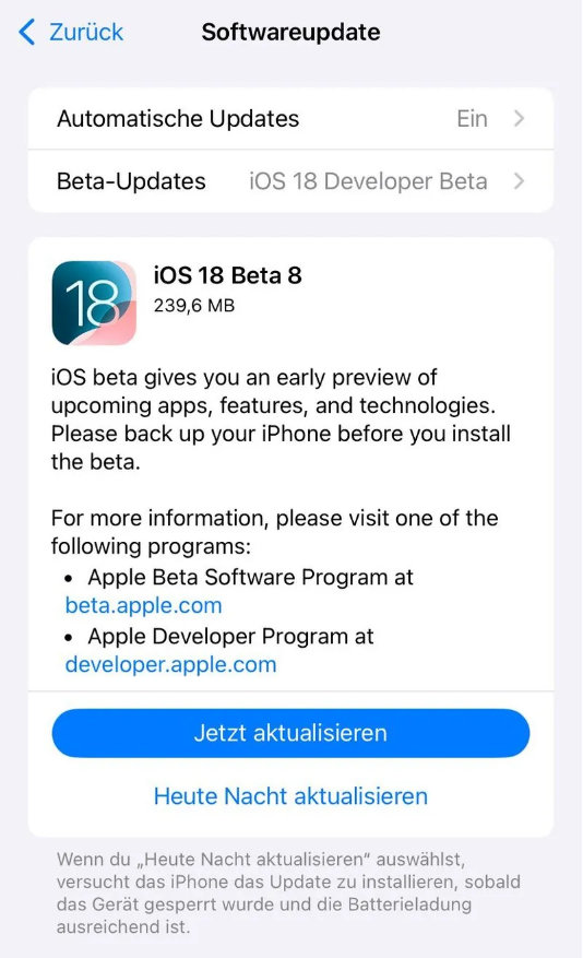 岳麓苹果手机维修分享苹果 iOS / iPadOS 18 开发者预览版 Beta 8 发布 